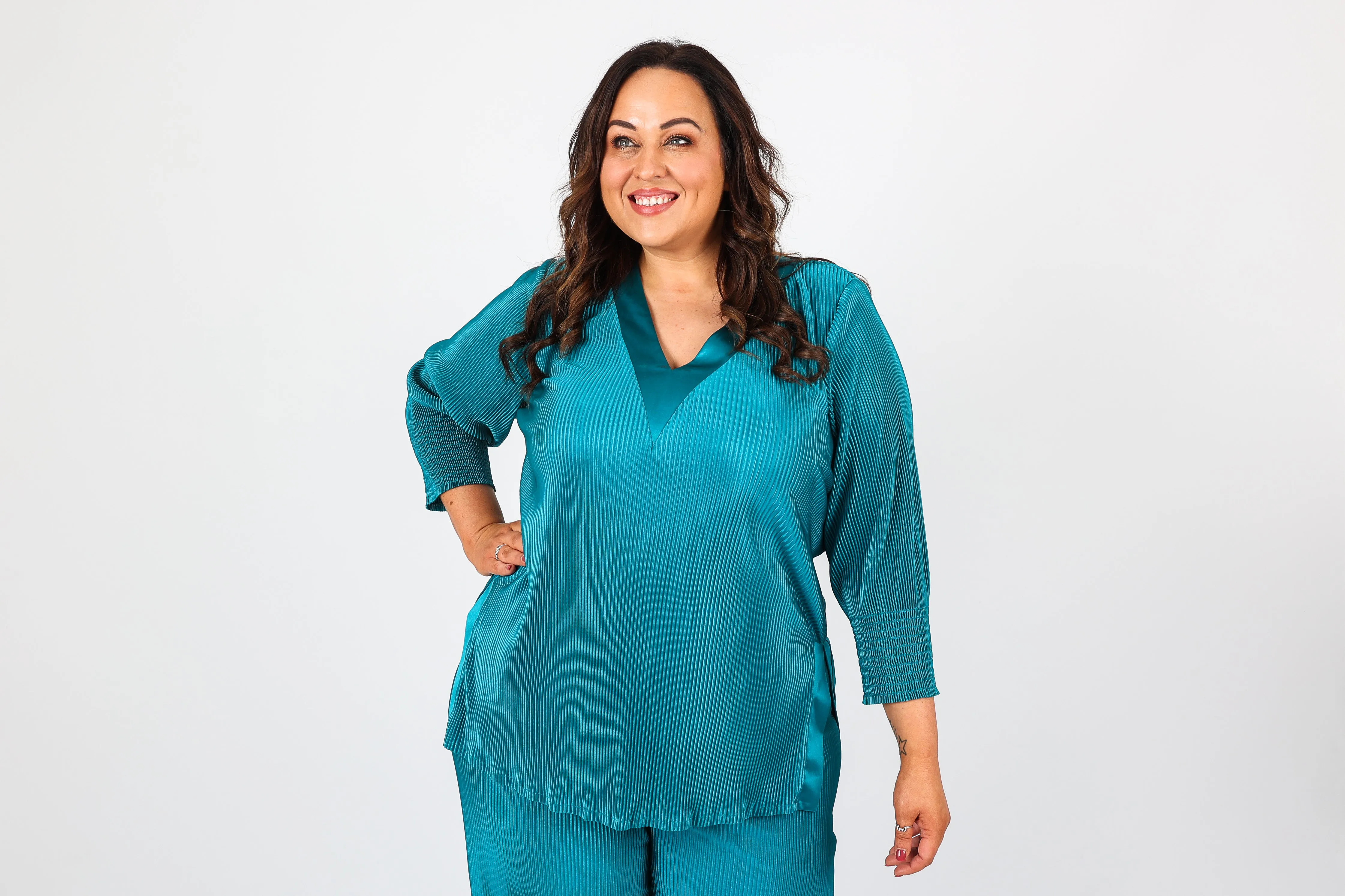 Mellomi Sharon Plisse Top in Teal