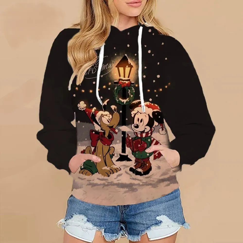 Mickey Mouse Printed Casual Christmas Hoodie