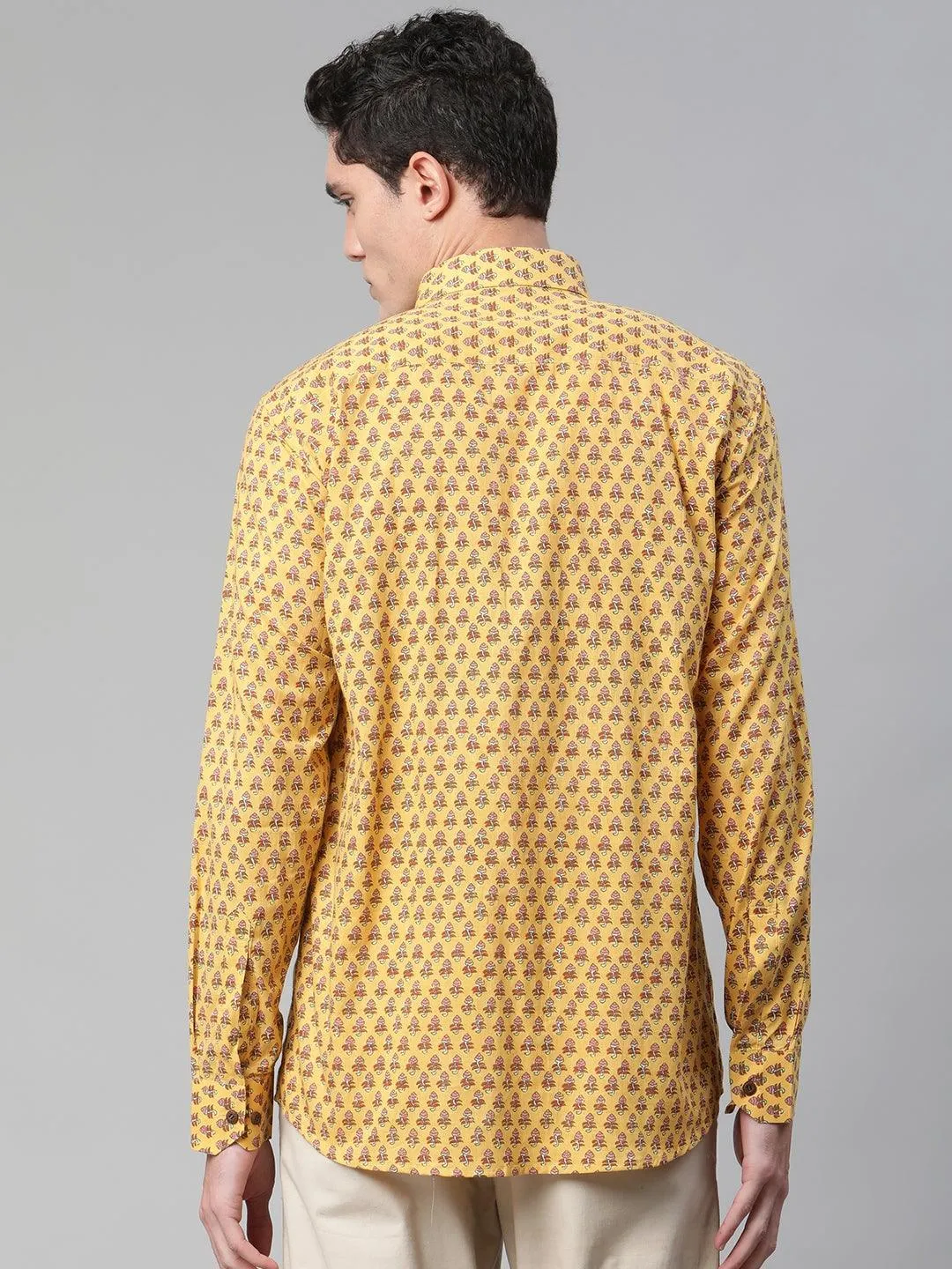Millennial Men Mustard & Pink Cotton  Full Sleeve  Shirt For Men-Mmf0282