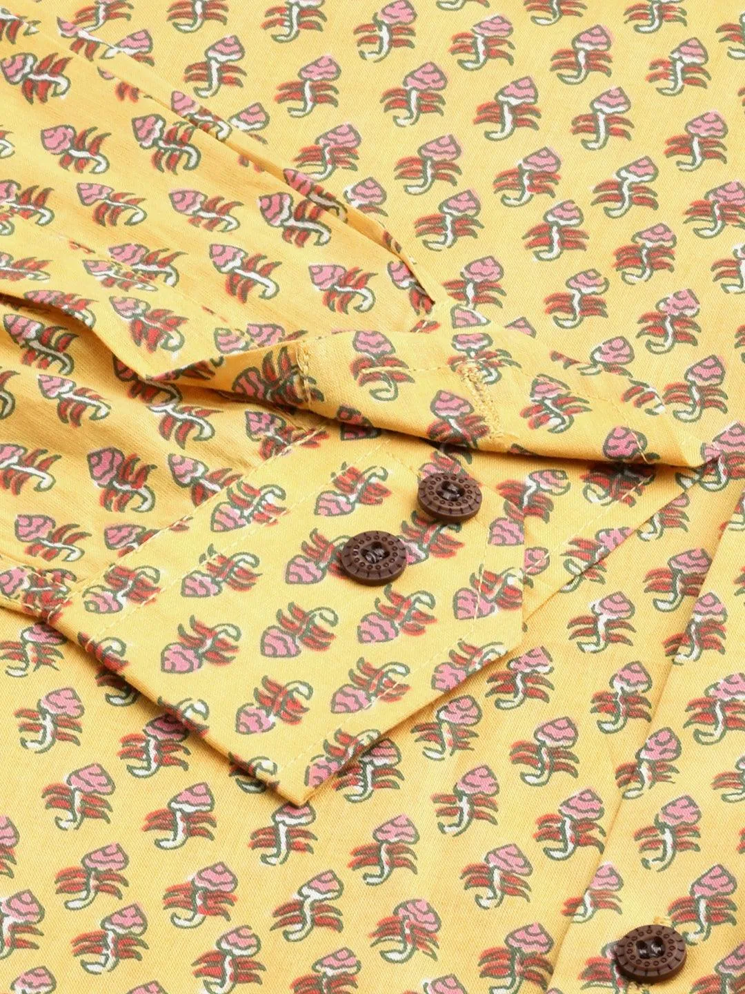 Millennial Men Mustard & Pink Cotton  Full Sleeve  Shirt For Men-Mmf0282