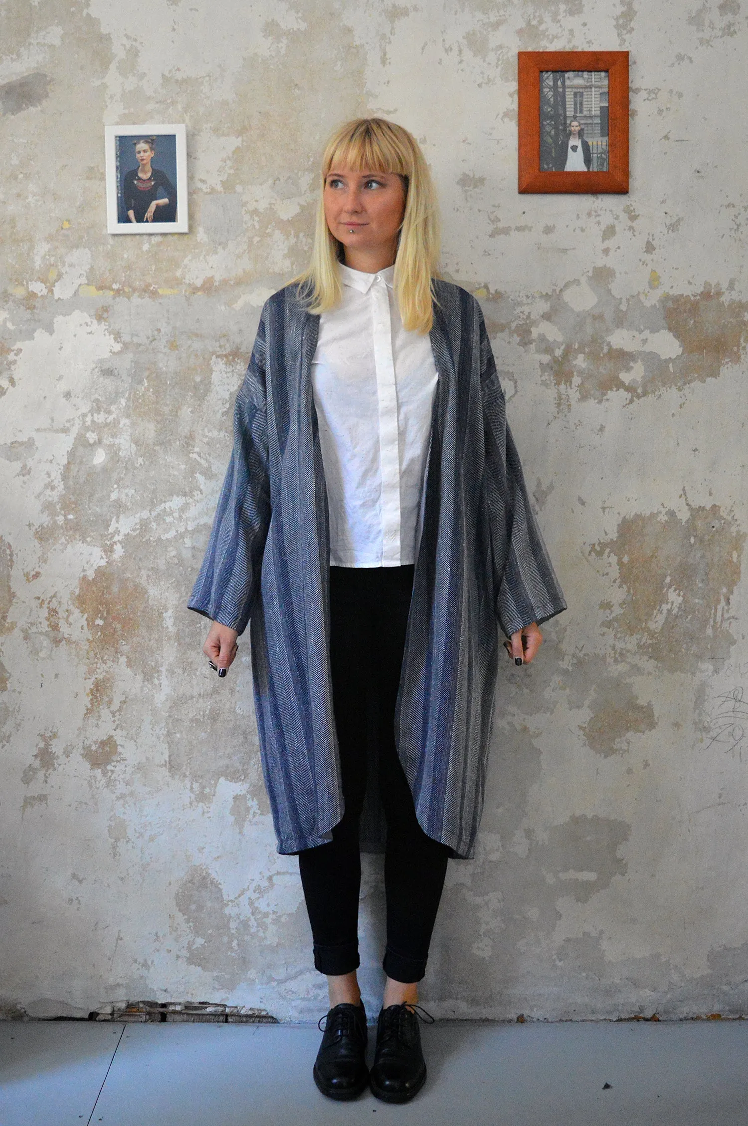 NEW Autumn Grey Woven Etno Style Long Sleeved warm Transformer Kimono - from dress to a kimono jacket