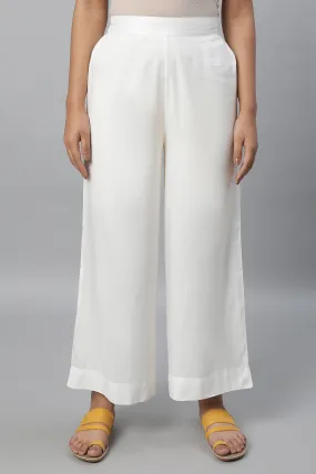 Off White Straight Liva Women Palazzos