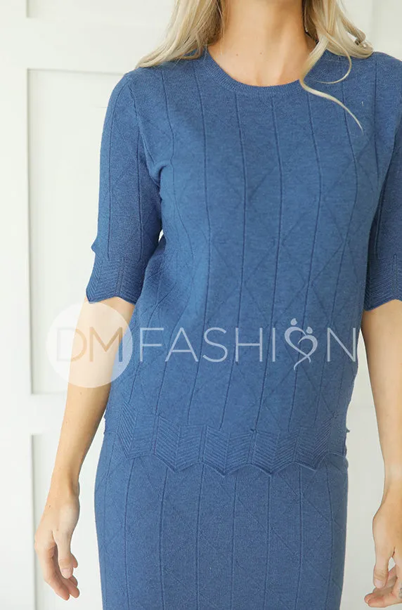 Paris Indigo Blue Sweater Set - FINAL SALE - Maternity Friendly