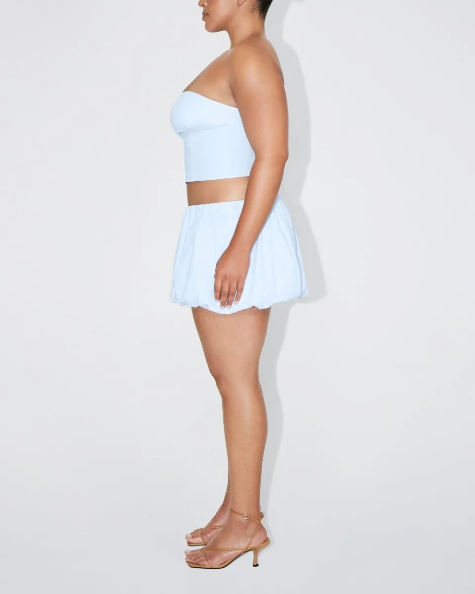 Poplin Bubble Mini Skirt | Ice Blue