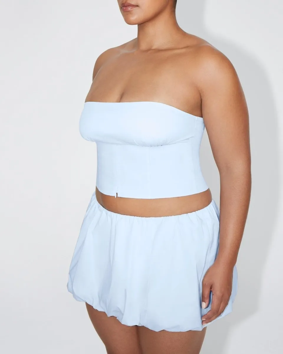 Poplin Bubble Mini Skirt | Ice Blue