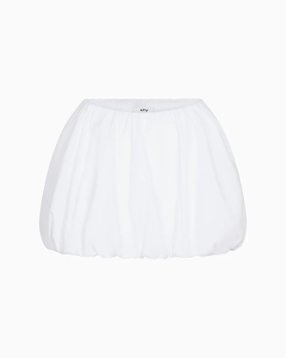 Poplin Bubble Mini Skirt | White