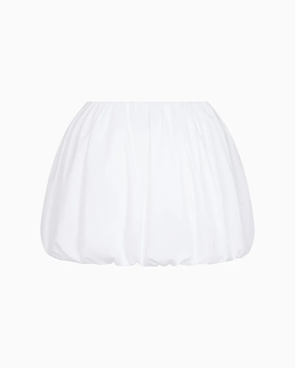 Poplin Bubble Mini Skirt | White