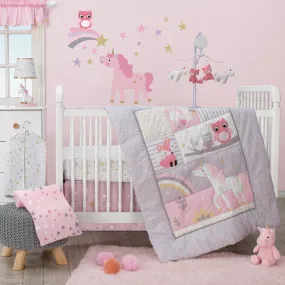 Rainbow Unicorn 3-Piece Crib Bedding Set