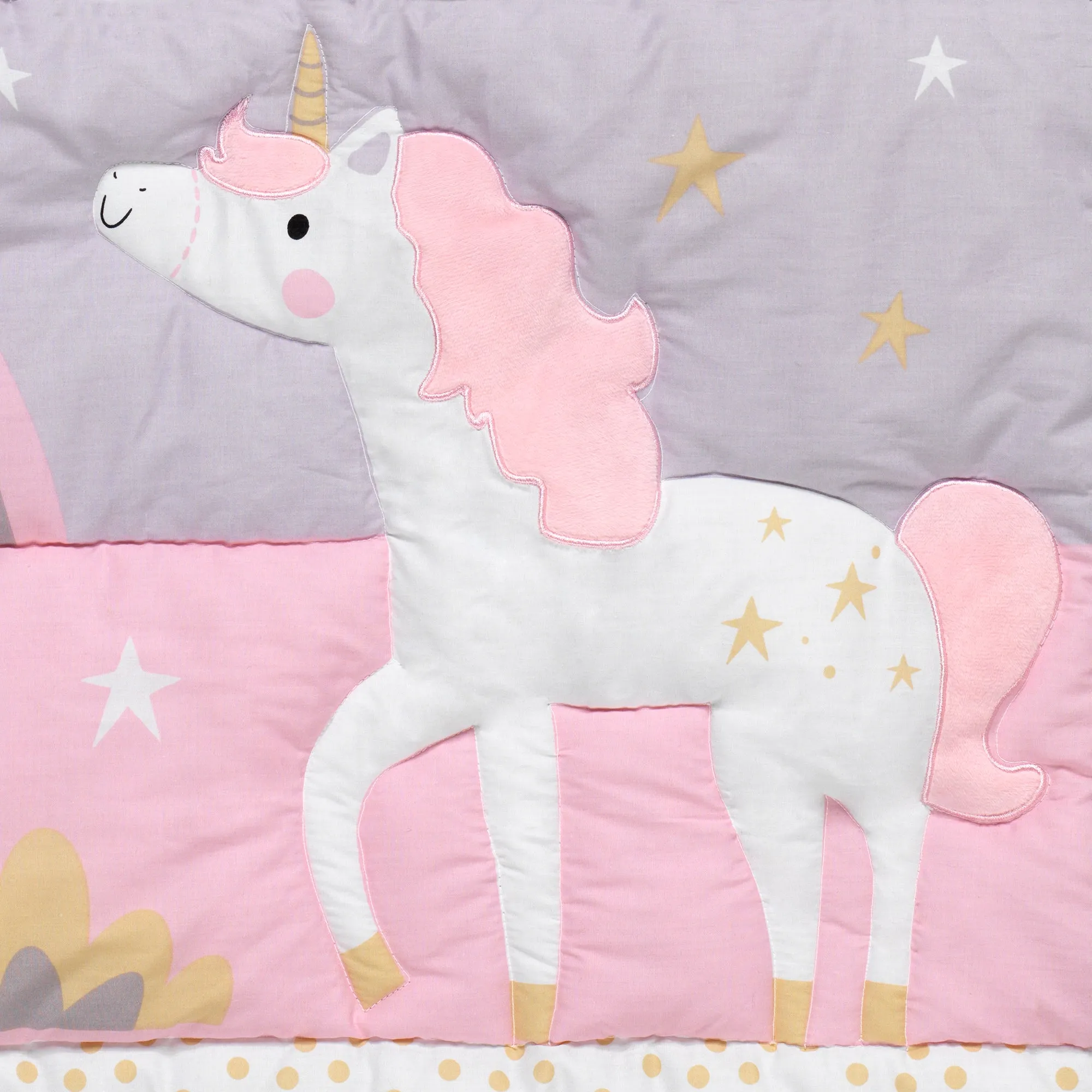 Rainbow Unicorn 3-Piece Crib Bedding Set