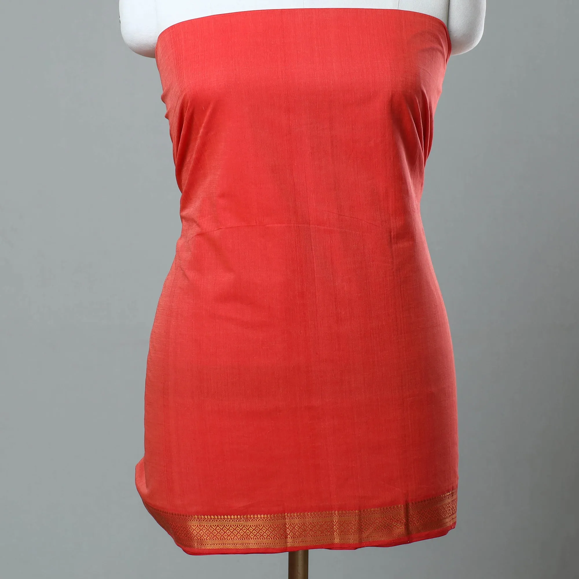 Red - 3pc Handloom Cotton Mangalagiri Dress Material 06