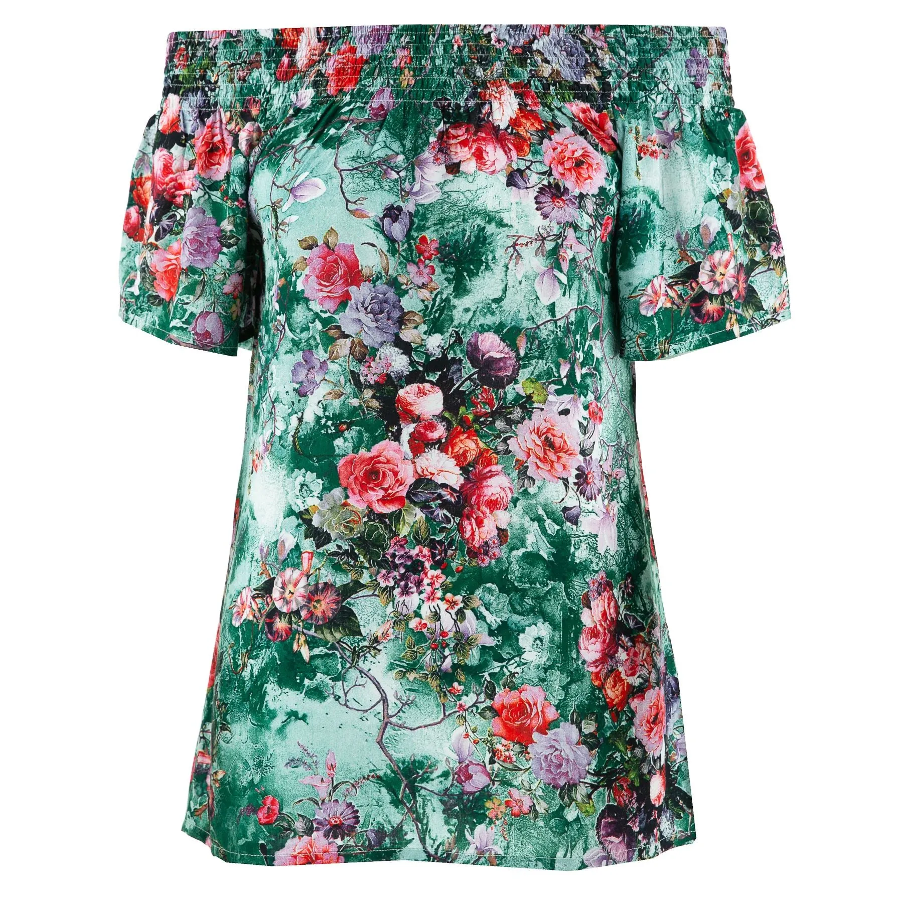 Shirred Super Top - Teal Glade