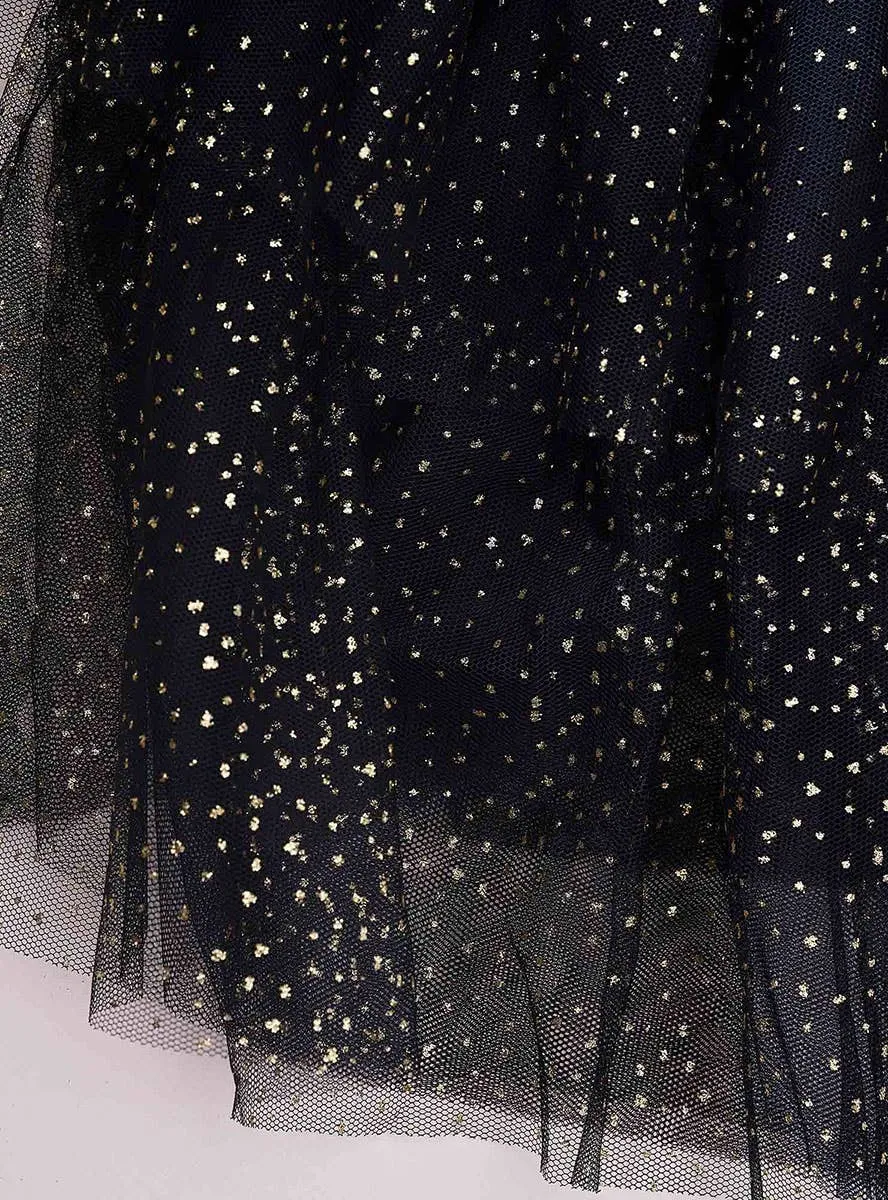 Sparkly Girls Deluxe Black Tutu with Gold Glitter