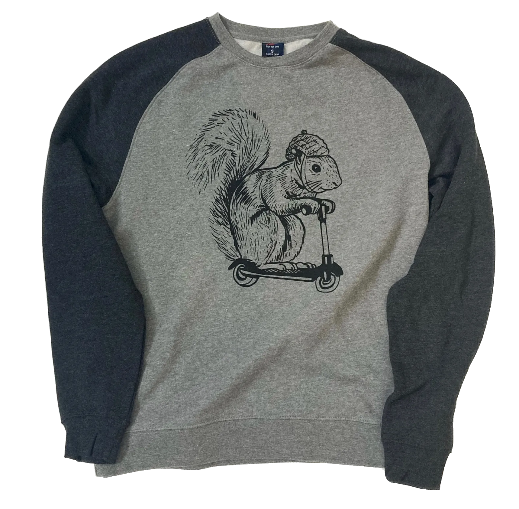 Squirrel on a Bird Sweatshirt - Grey Skies
