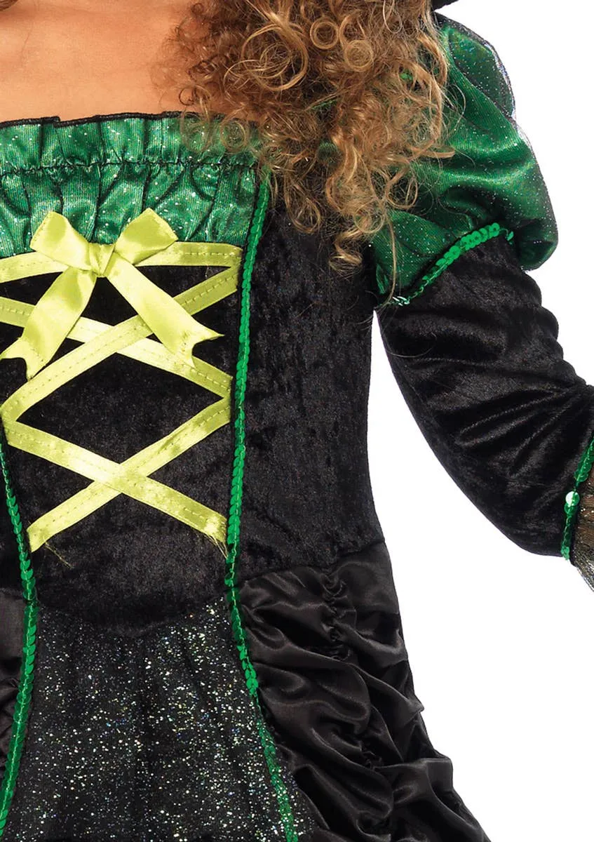 Storybook Girls Deluxe Green Witch Halloween Costume