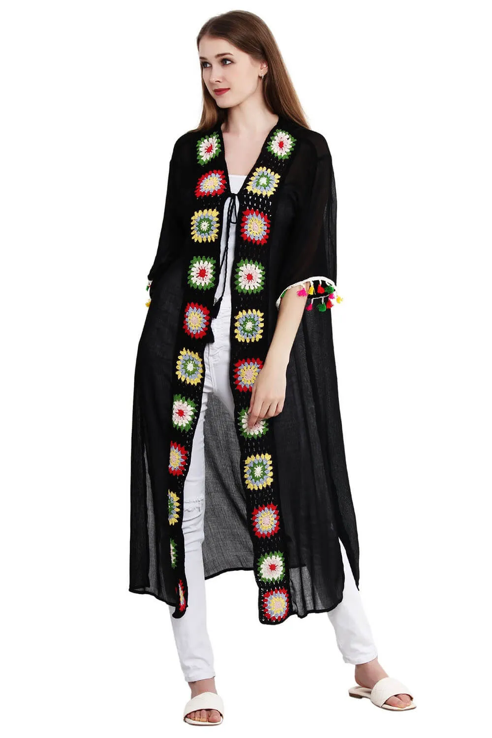 Sun-Kissed Petal Crochet Strip Kimono