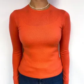 Tangerine Orange Cashmere Crew Neck Jumper Small