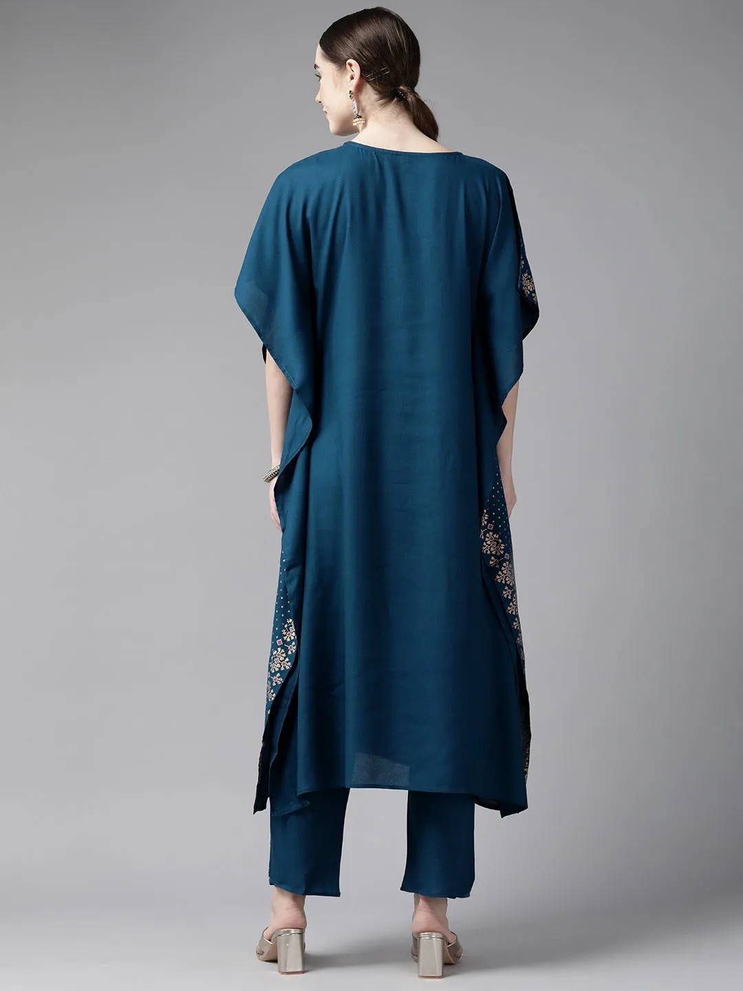 Teal Blue Kaftan Kurta Set