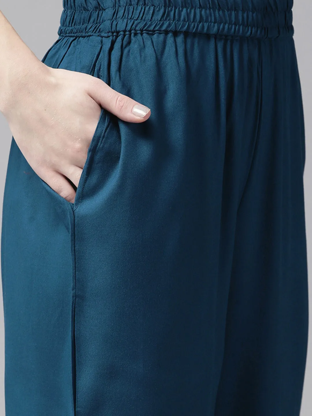Teal Blue Kaftan Kurta Set