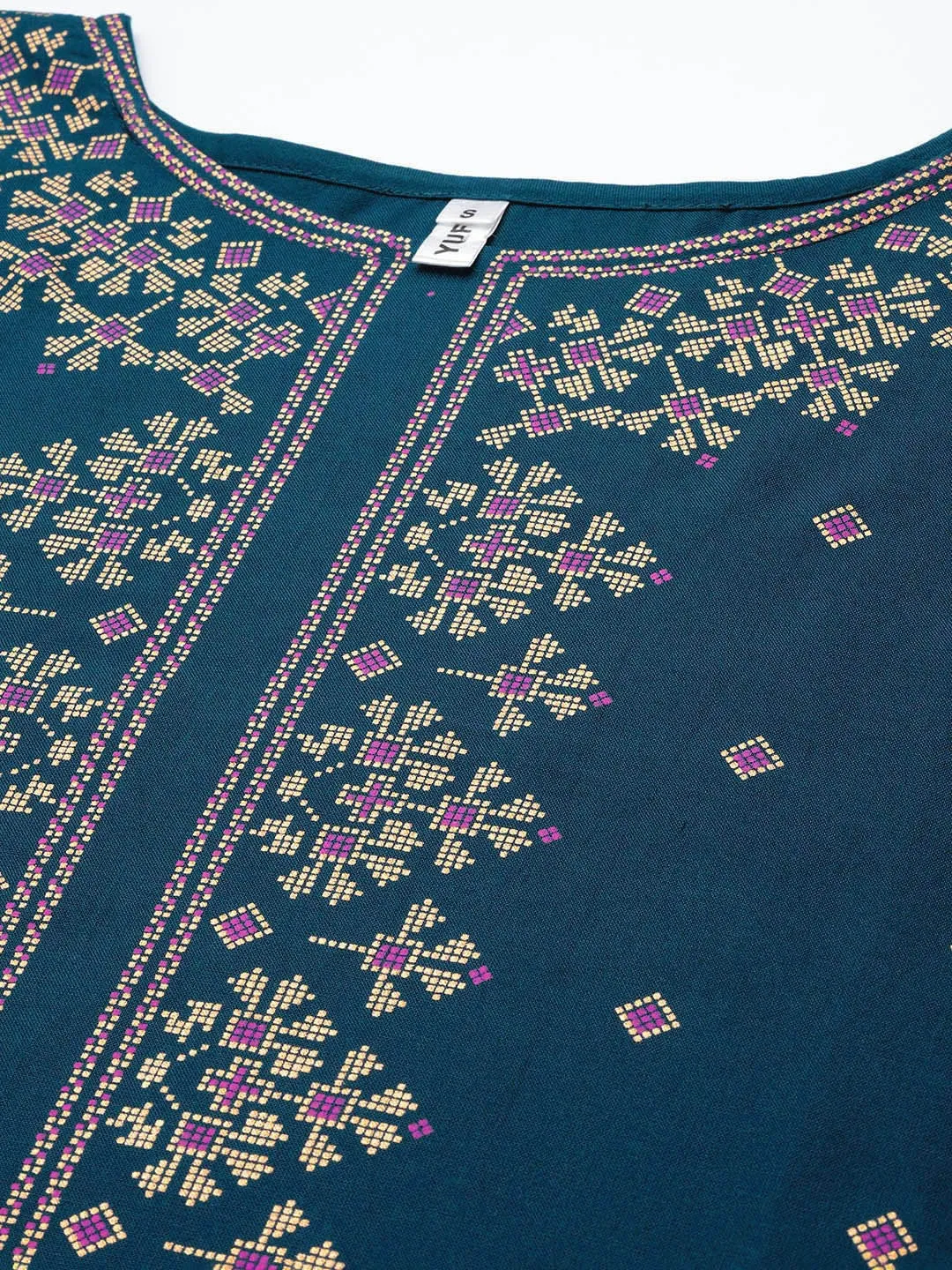 Teal Blue Kaftan Kurta Set