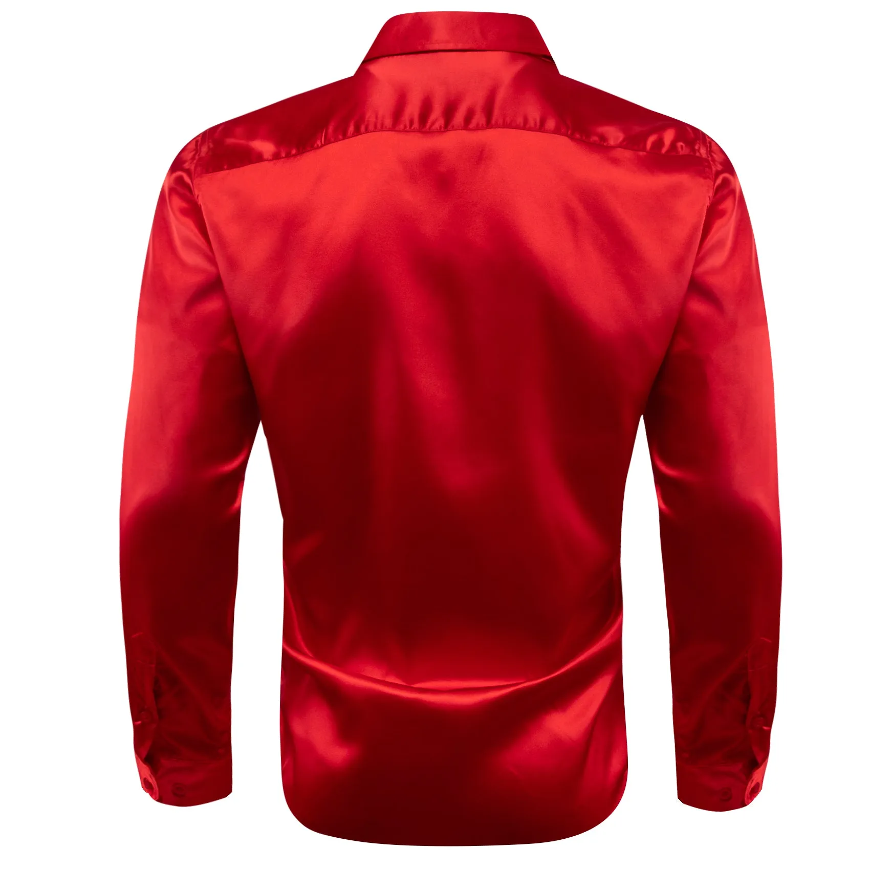 Ties2you Button Down Shirt Crimson Solid Silk Men's Long Sleeve Shirt