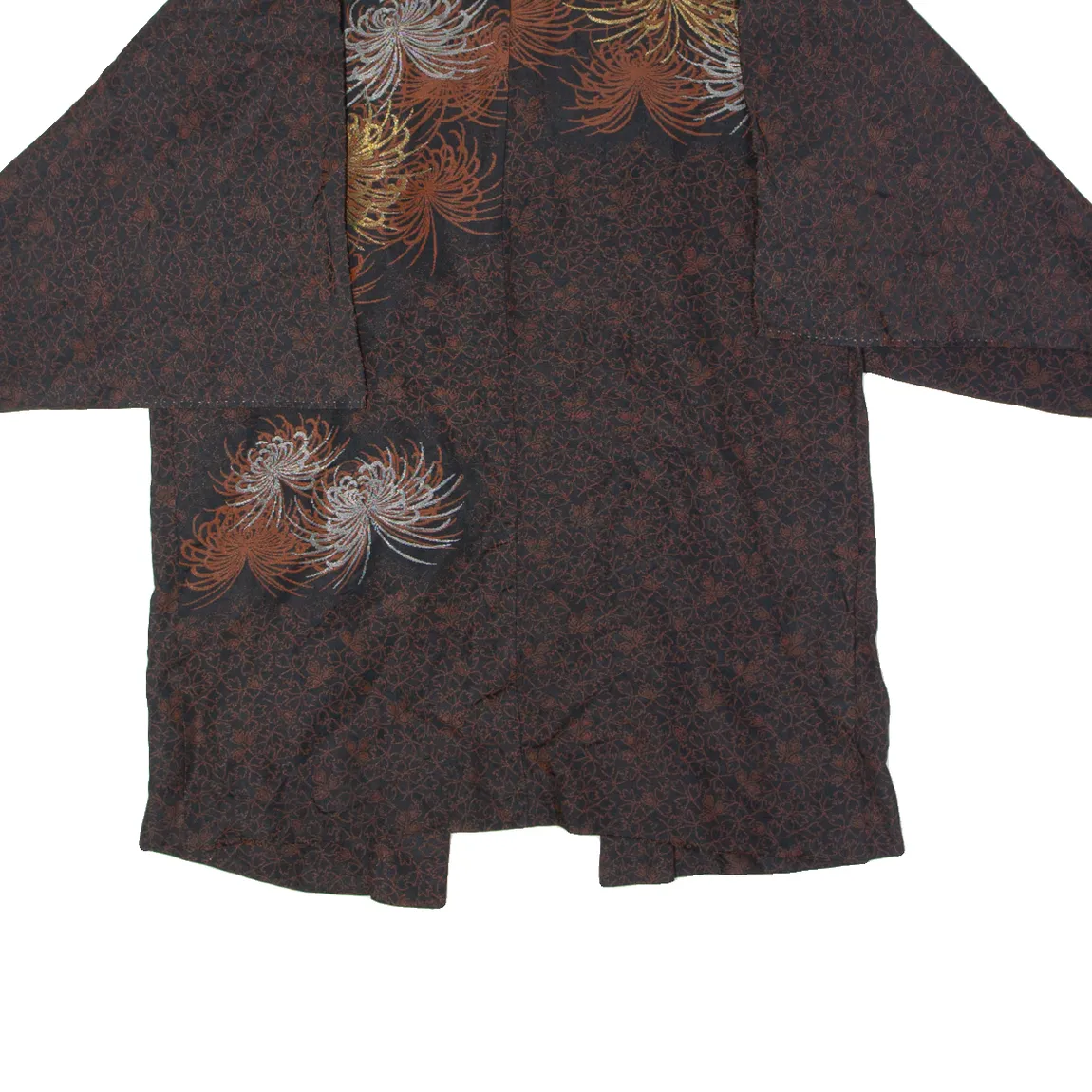 Traditional Japanese Kimono Womens Jacket Black Floral ONE SIZE