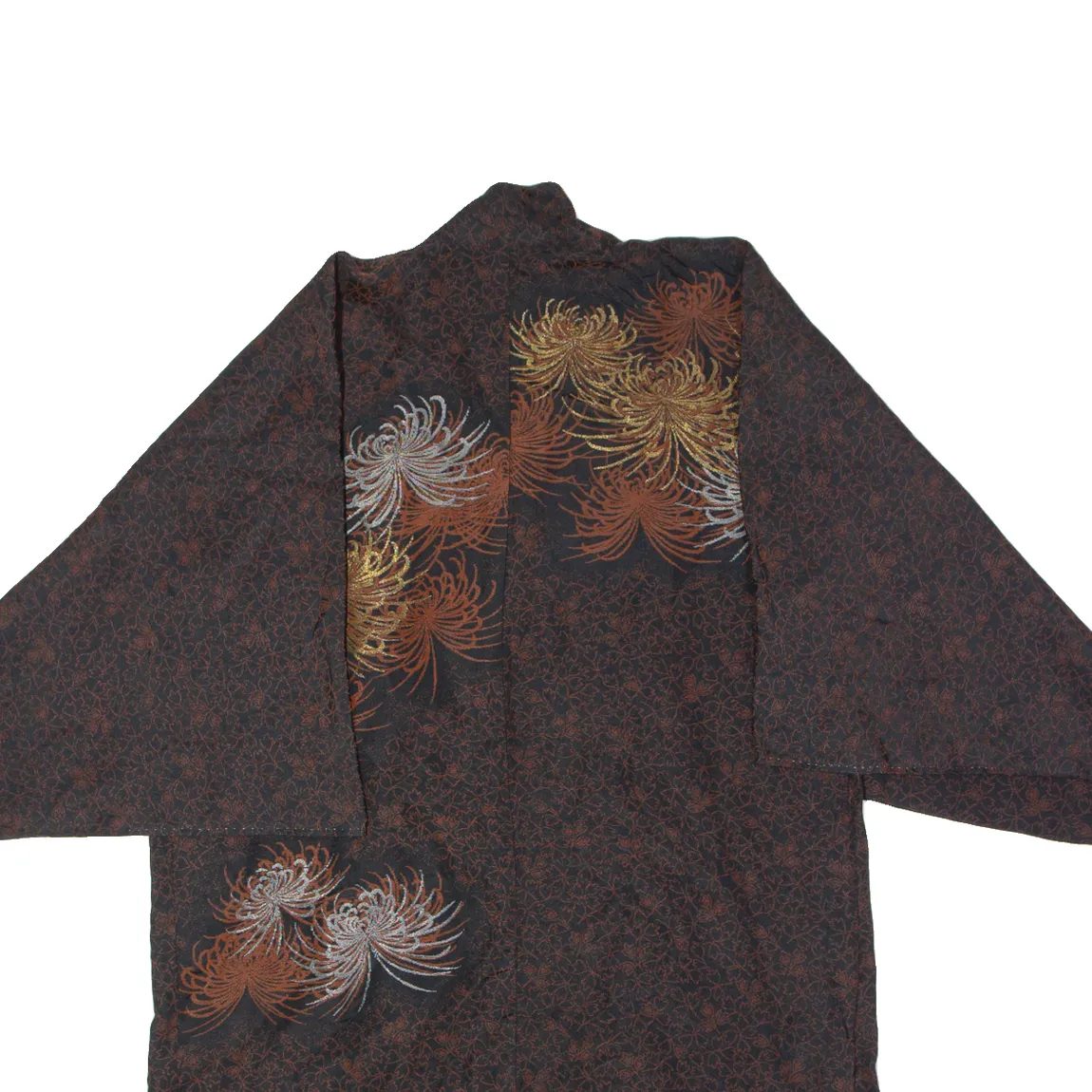 Traditional Japanese Kimono Womens Jacket Black Floral ONE SIZE