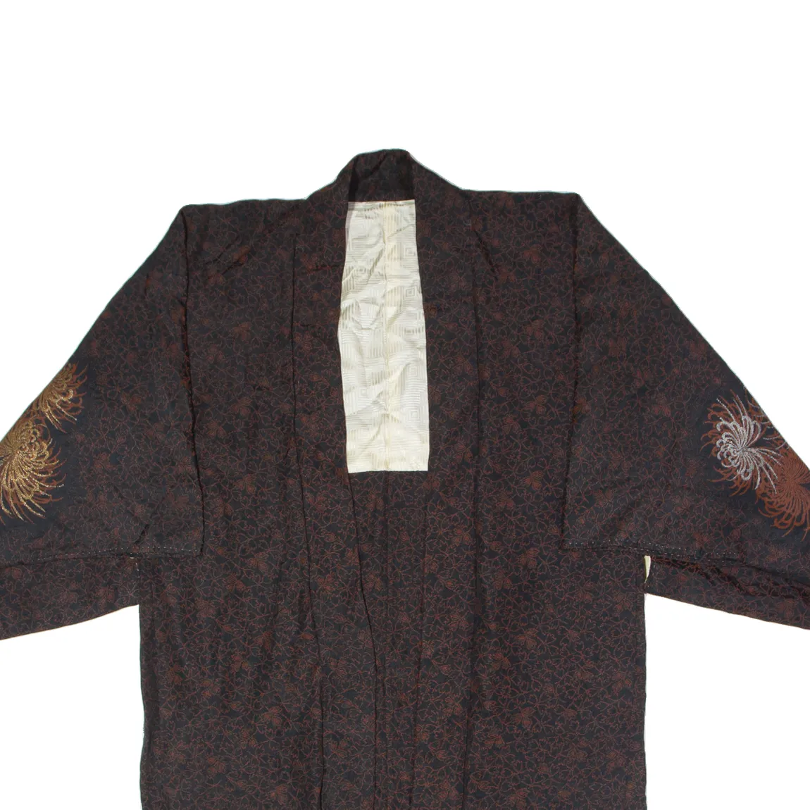 Traditional Japanese Kimono Womens Jacket Black Floral ONE SIZE