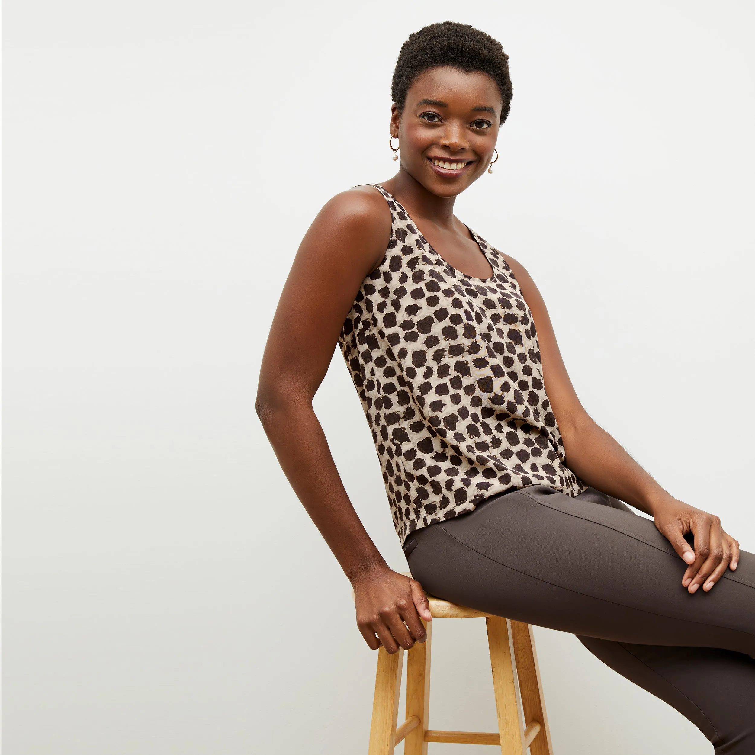 Vicky Tank - Washable Silk :: Sahara Print