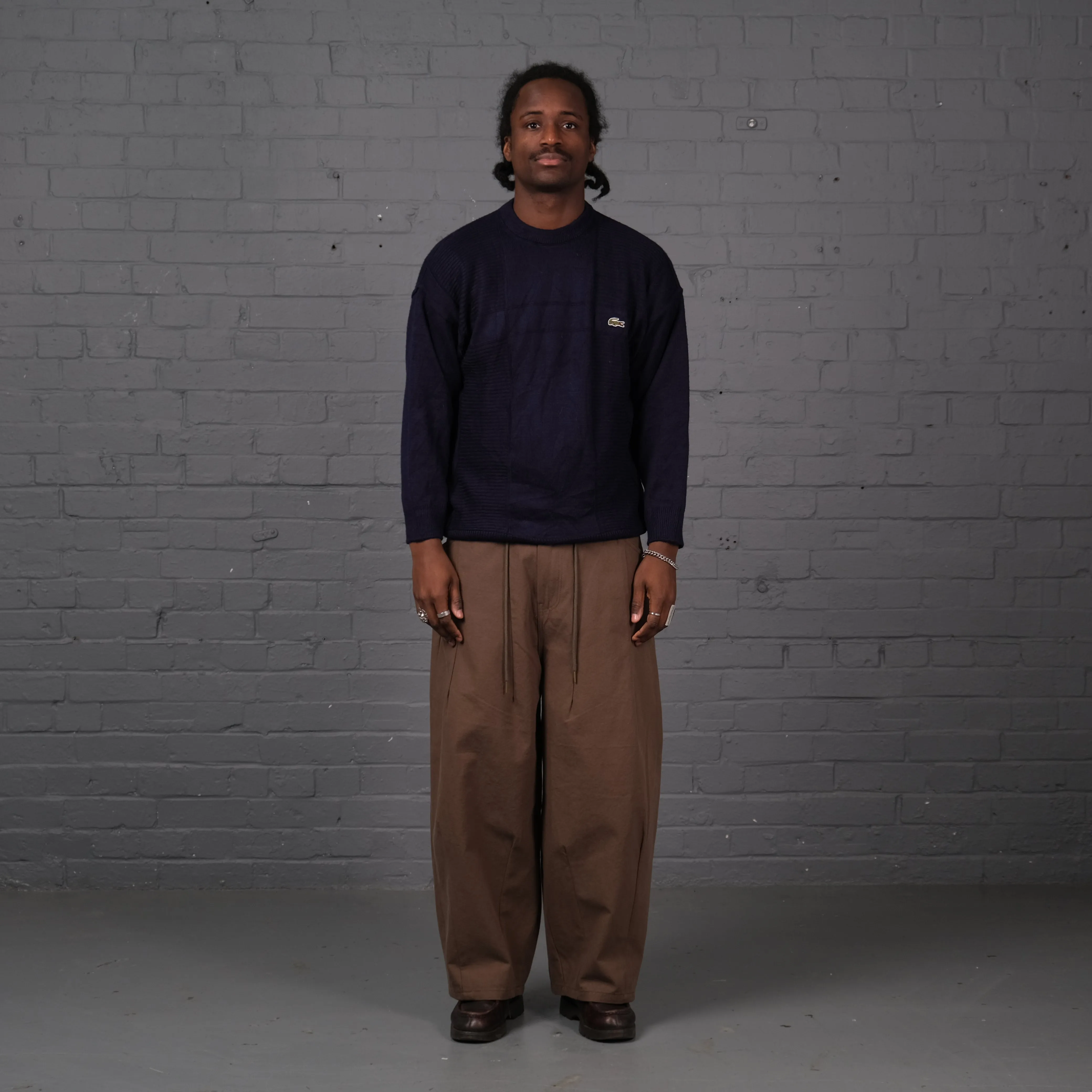 Vintage Lacoste Knitted Crewneck Jumper in Navy