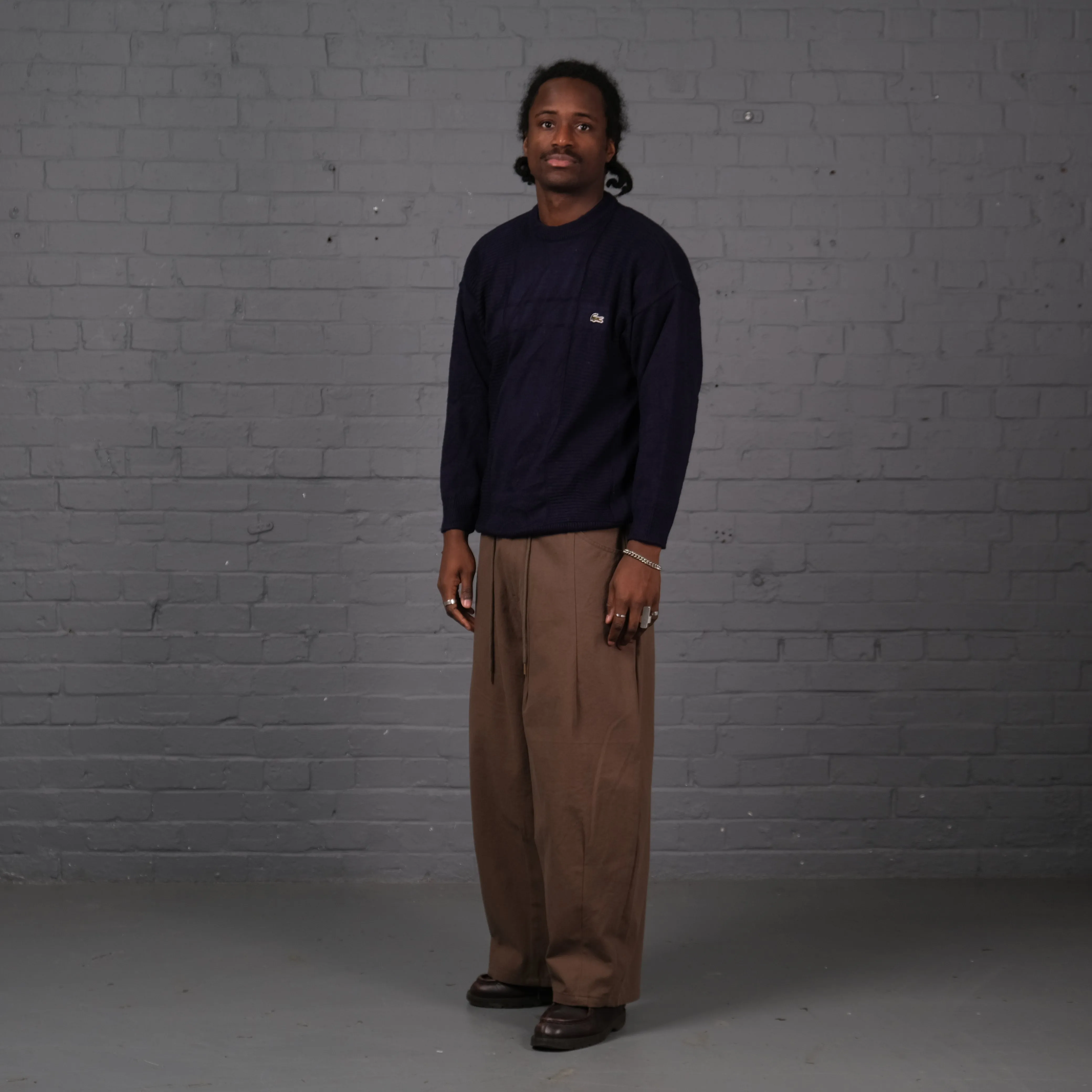 Vintage Lacoste Knitted Crewneck Jumper in Navy