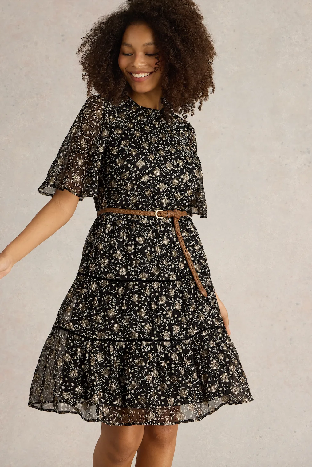 White Stuff Erin Metallic Dress