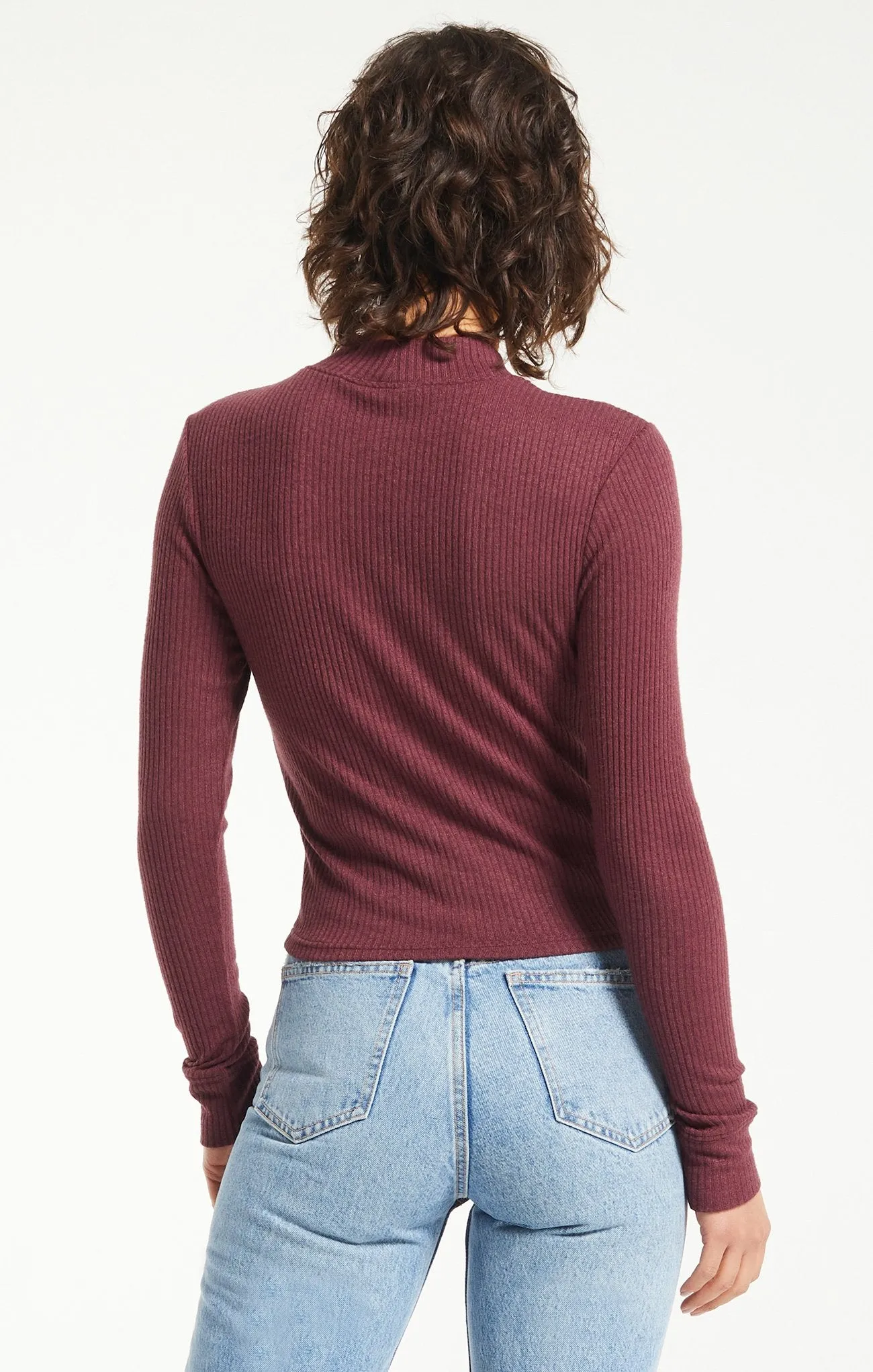 Z Supply Clarke Rib L/S Top - Crimson